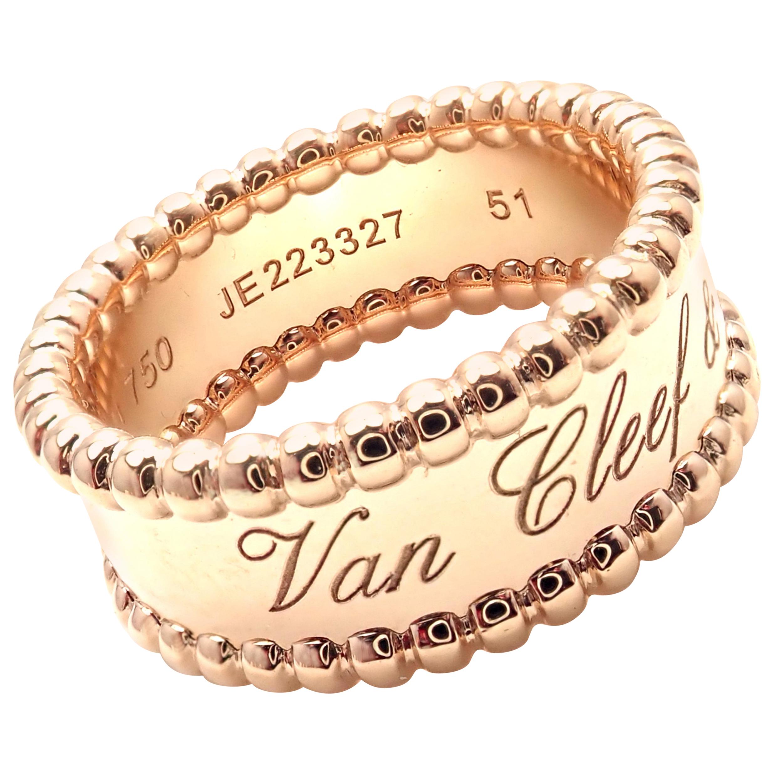 Van Cleef & Arpels Perlee Rose Gold Band Ring
