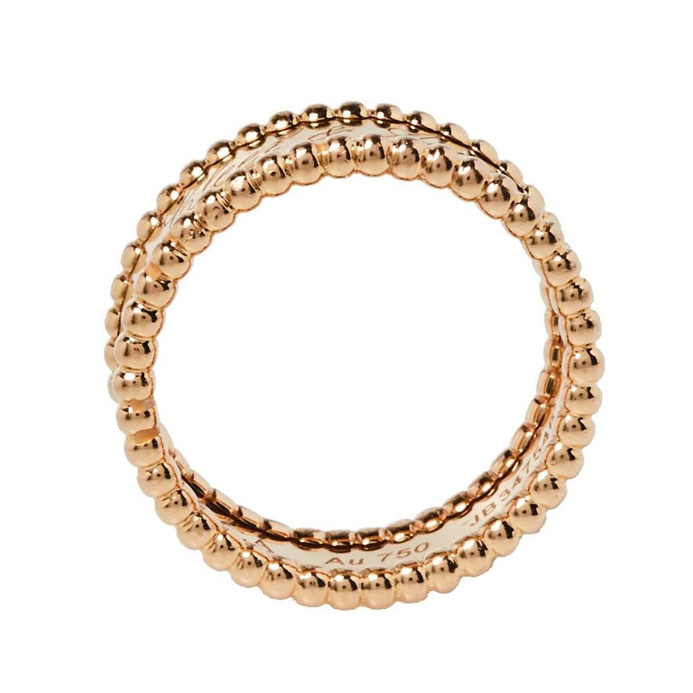 Van Cleef and Arpels Perlee Signature 18K Rose Gold Band Ring Size 59 