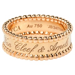Van Cleef & Arpels Perlee Signature 18K Rose Gold Band Ring Size 59