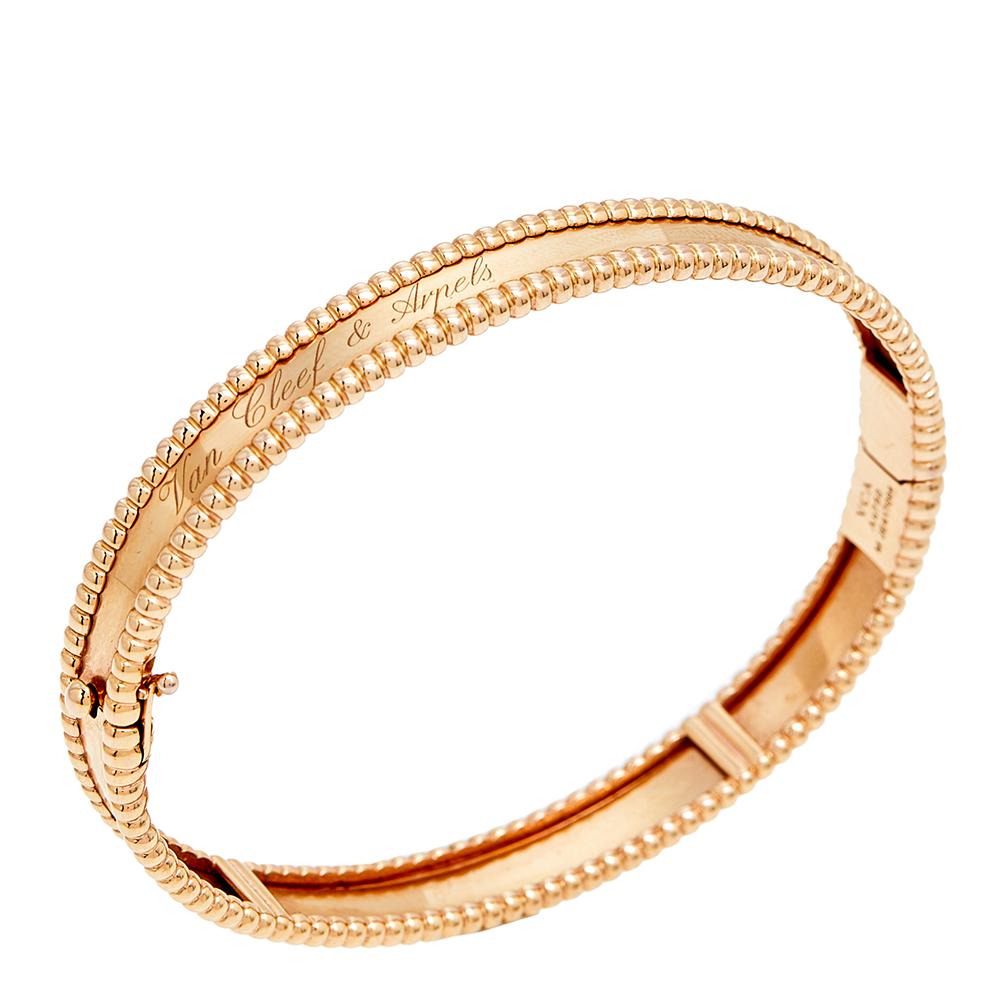 While it may be a dream for many to own a bracelet as beautiful as this one from Van Cleef & Arpels, you can proudly have this very dream sitting on your wrist. Finely created from 18k rose gold, the bracelet is visually stunning. Set beautifully on