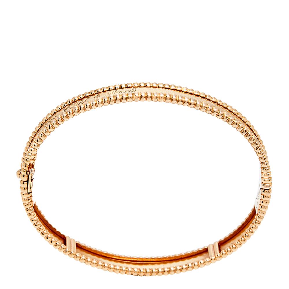 Van Cleef & Arpels Perlee Signature 18K Rose Gold Bangle Bracelet M In Good Condition In Dubai, Al Qouz 2