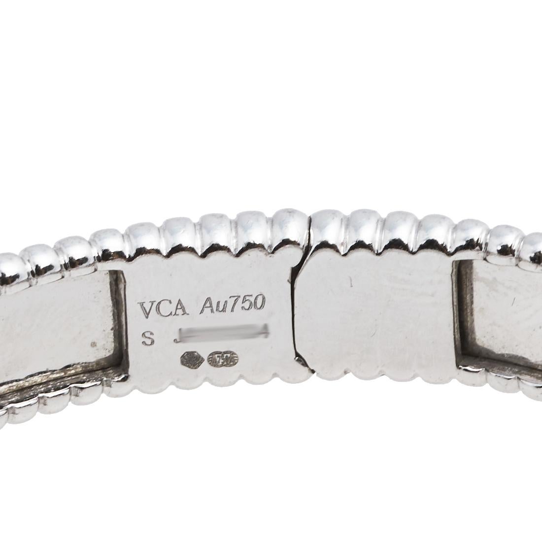 Contemporary Van Cleef & Arpels Perlee Signature 18k White Gold Cuff Bracelet S