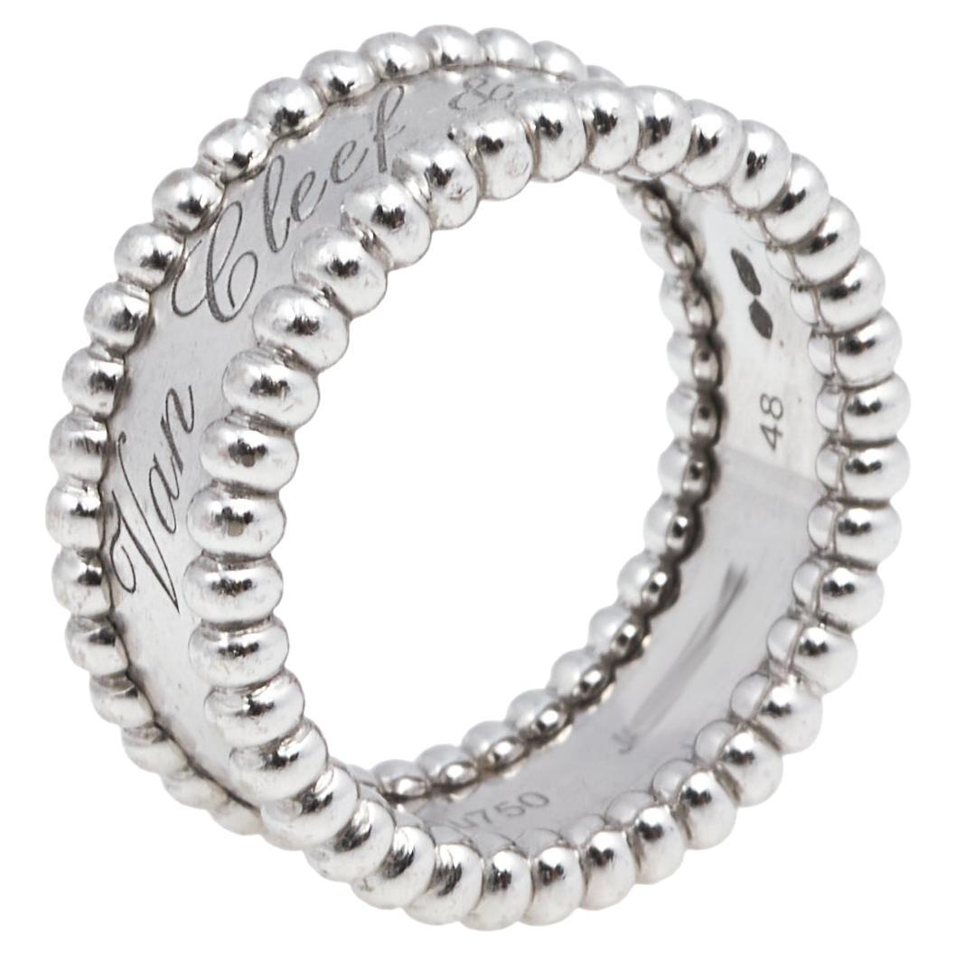 Van Cleef & Arpels Perlée Signature 18k White Gold Ring Size 48