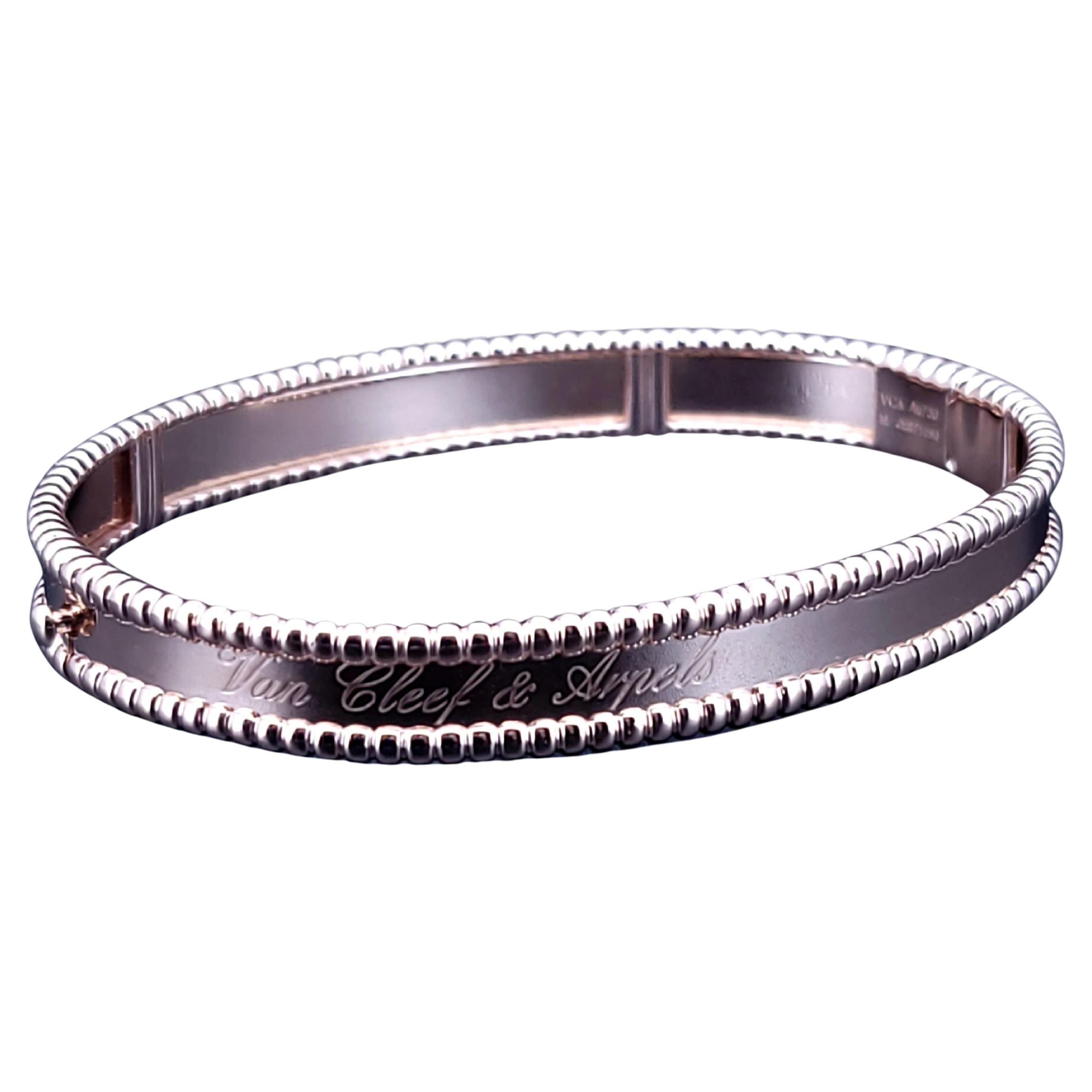 Van Cleef & Arpels Perlee Signature Bangel  18K 750 Rose Gold  Medium Size