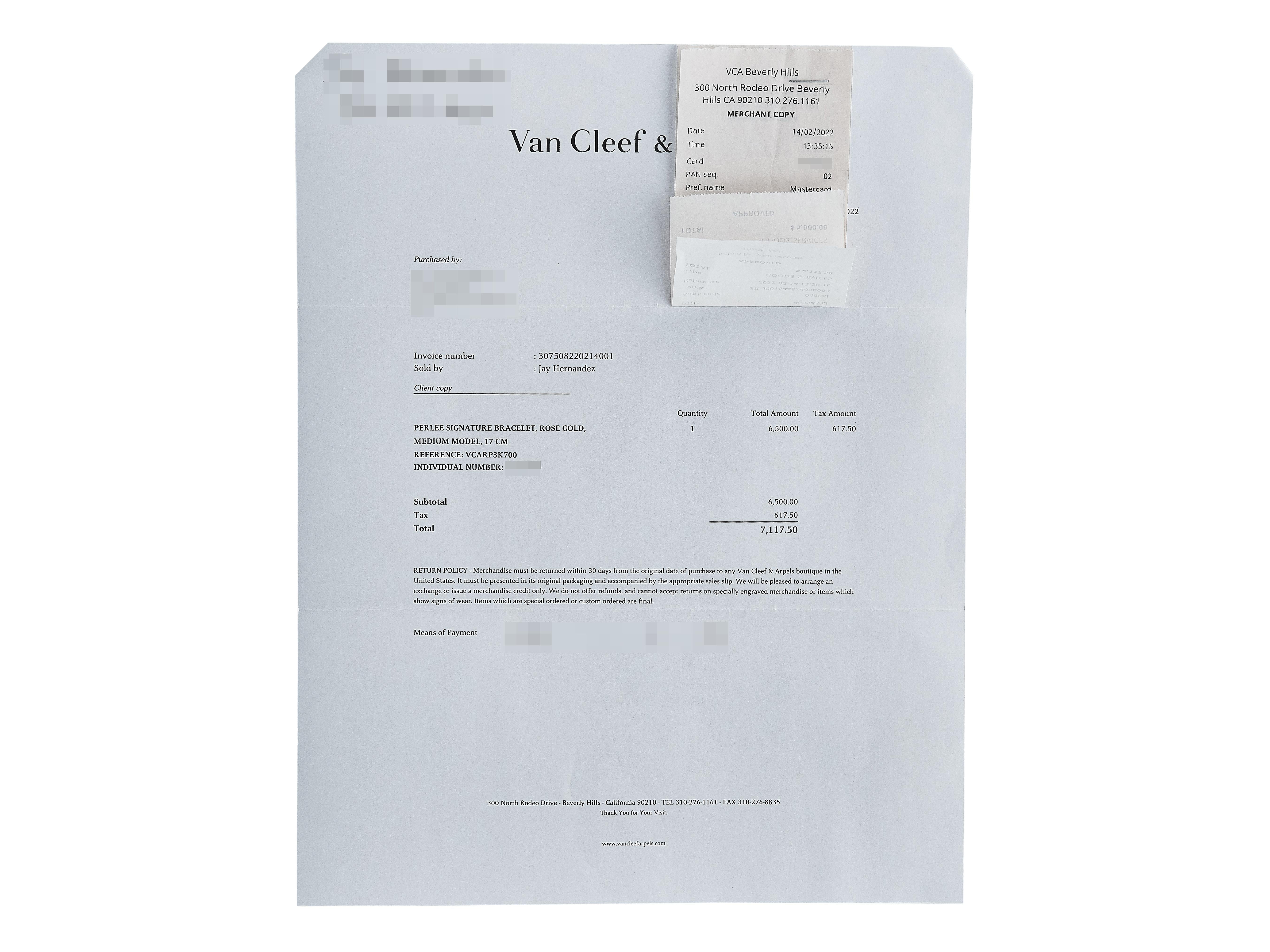 Van Cleef & Arpels Pulsera Firma Perlée 18K RG Modelo Mediano en Excelente estado para la venta en New York, NY