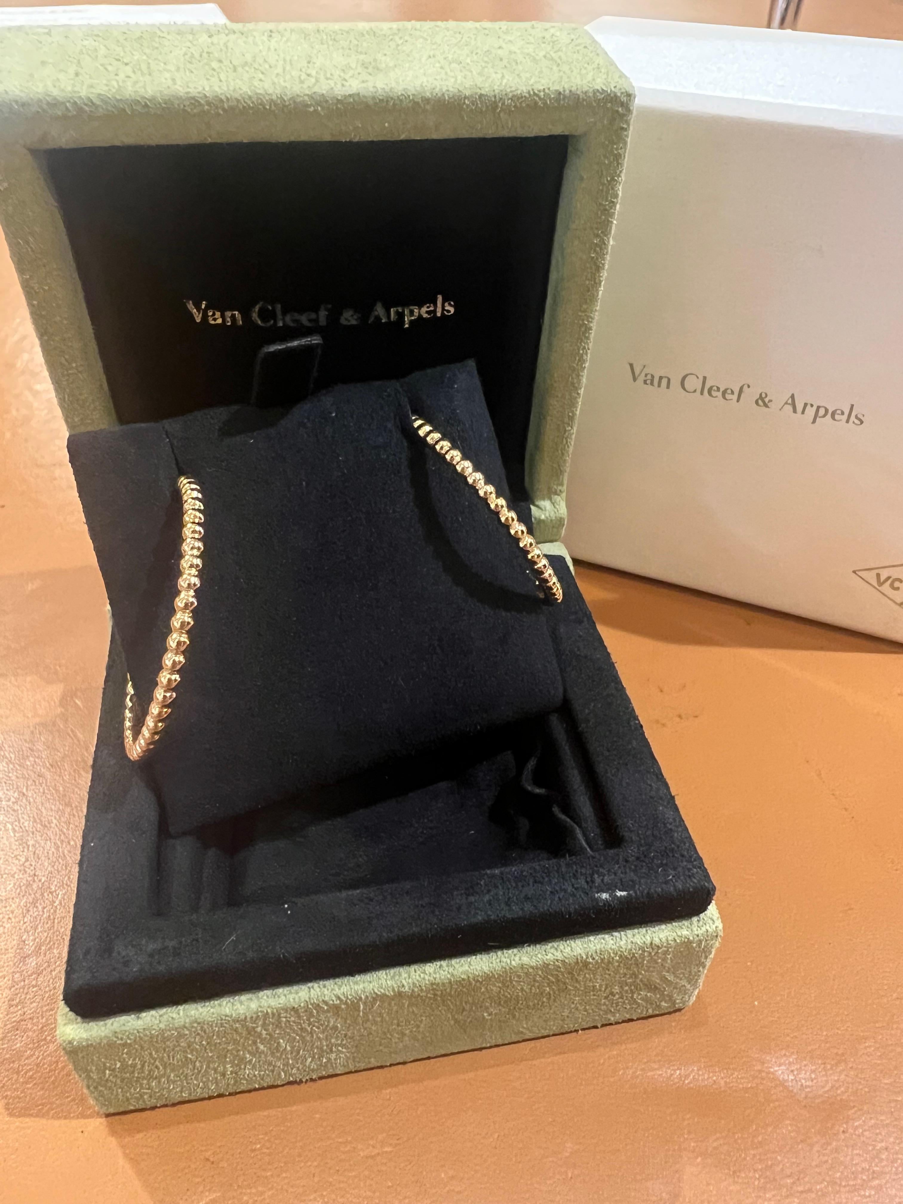 Contemporary Van Cleef & Arpels Perlée Small Model 18 Carats Rose Gold Hoop Earrings
