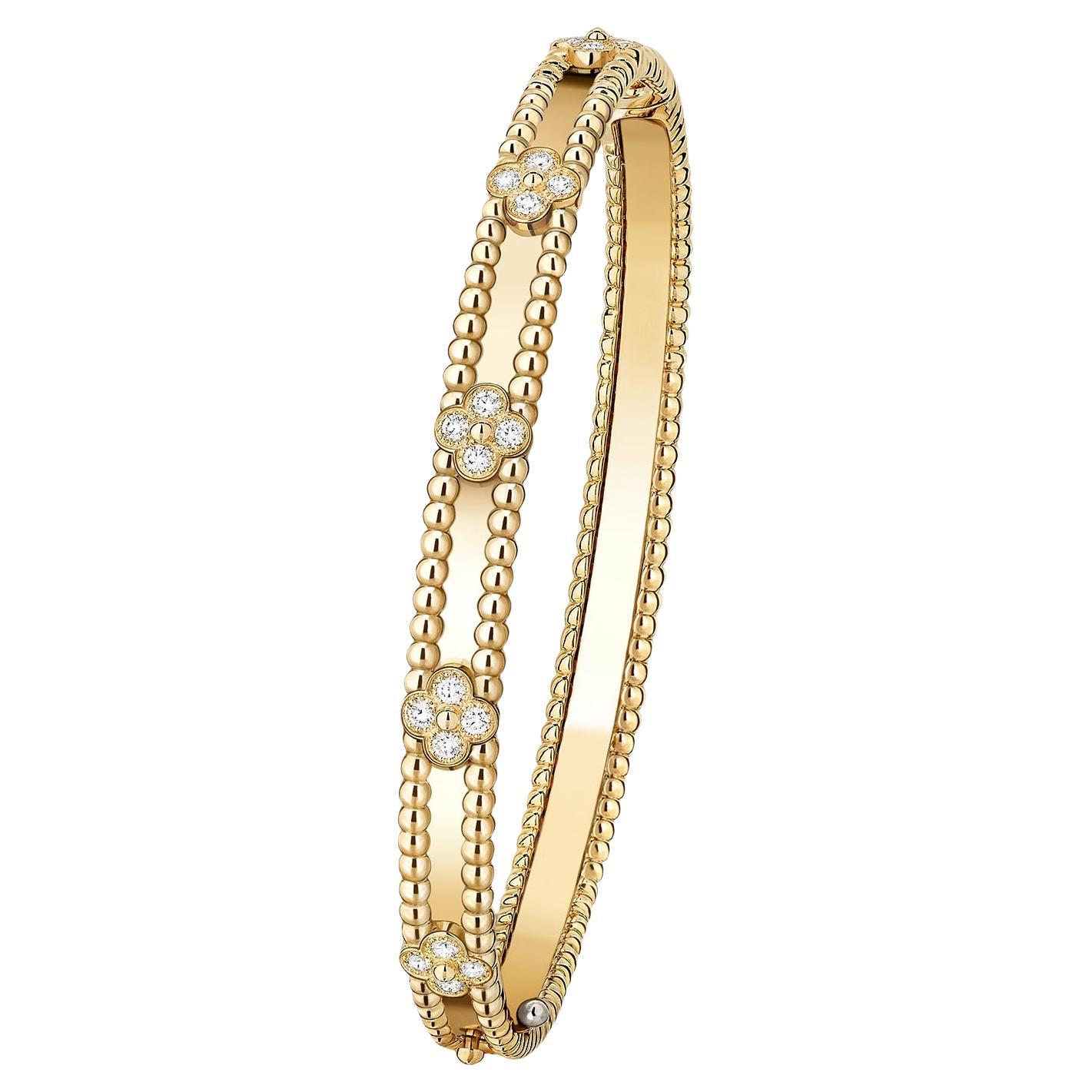 Van Cleef 
Arpels Perlee Sweet Clovers Bracelet Small Model 18K Yellow Gold