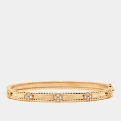 Van Cleef & Arpels Perlée Sweet Clovers Diamonds 18k Rose Gold Narrow Bracelet L