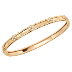 Van Cleef & Arpels Perlée Dulces Tréboles Diamantes Oro Rosa 18k Pulsera Estrecha L