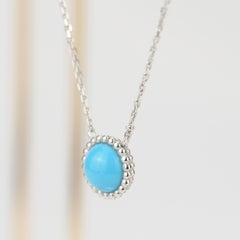 Van Cleef & Arpels Pendentif Turquoise Perlée en or blanc