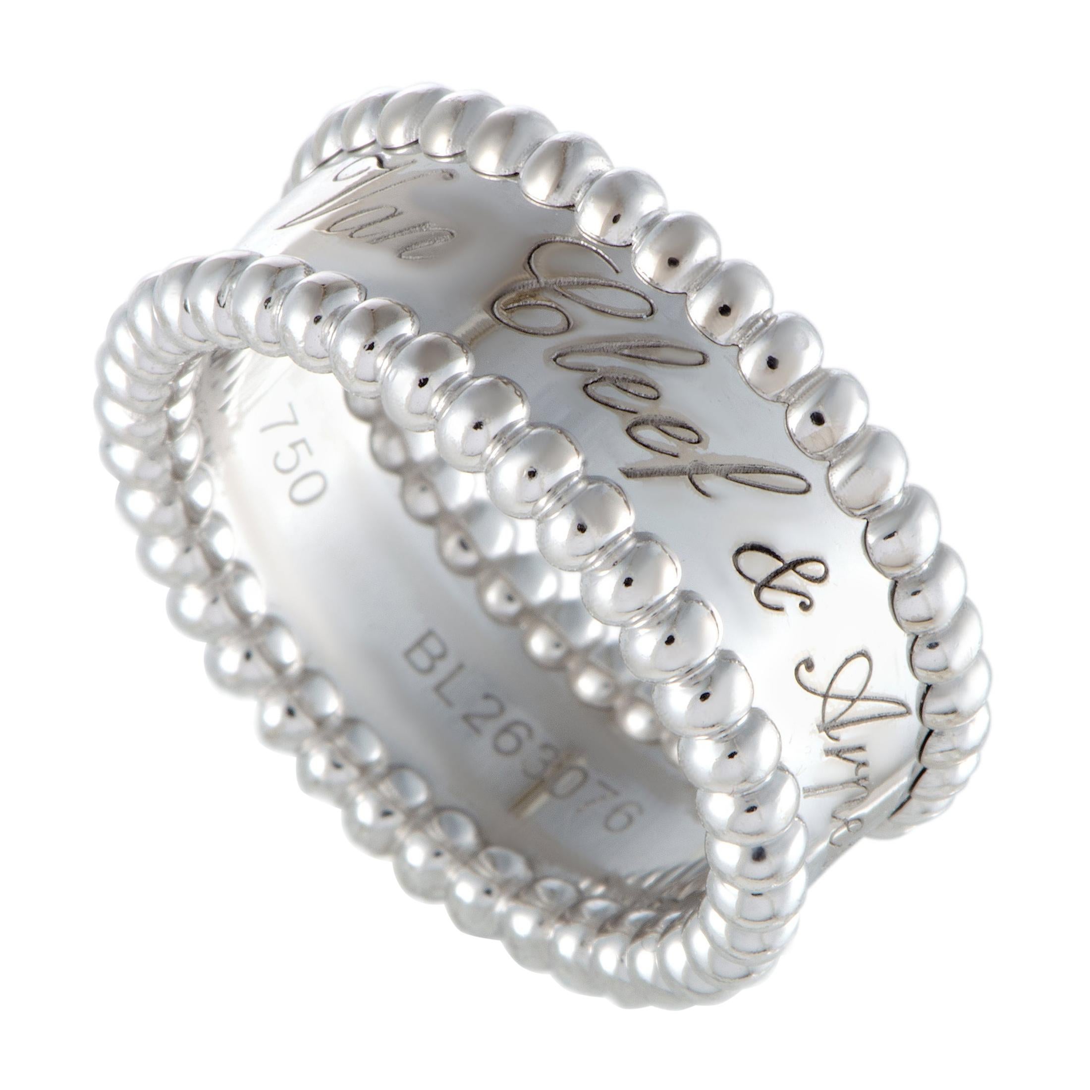 Van Cleef & Arpels Perlée White Gold Signature Band Ring