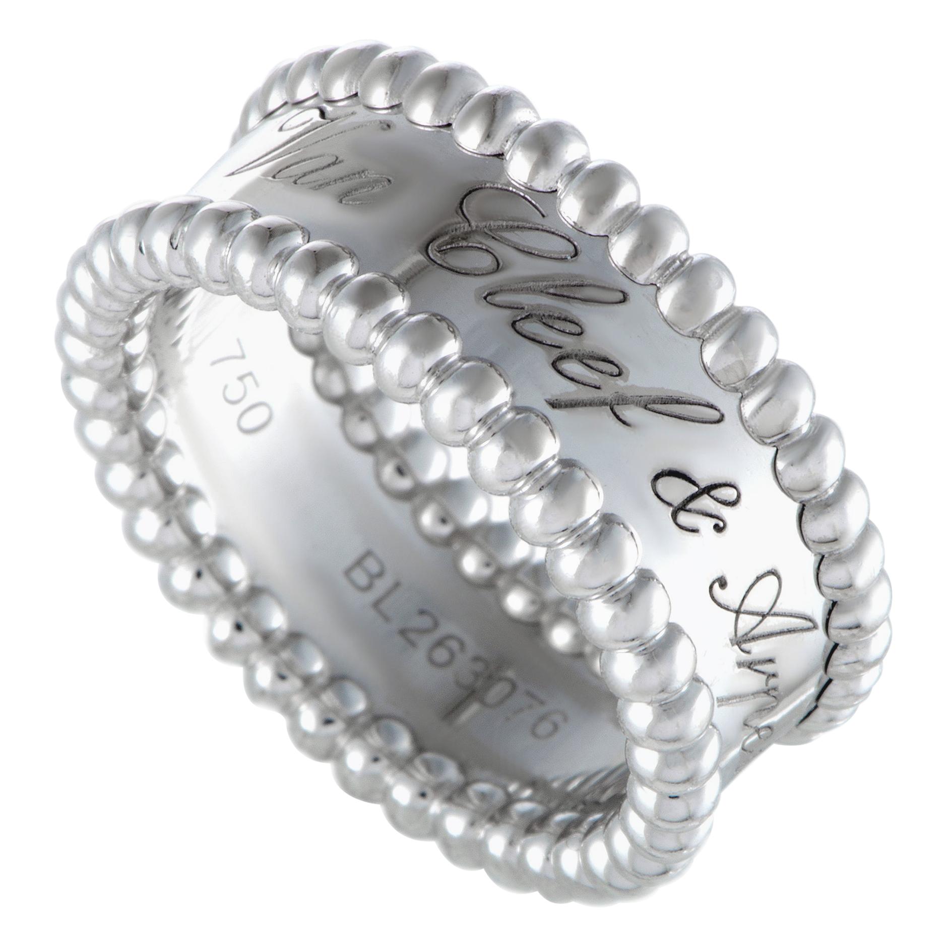 Van Cleef & Arpels Perlée White Gold Signature Band Ring