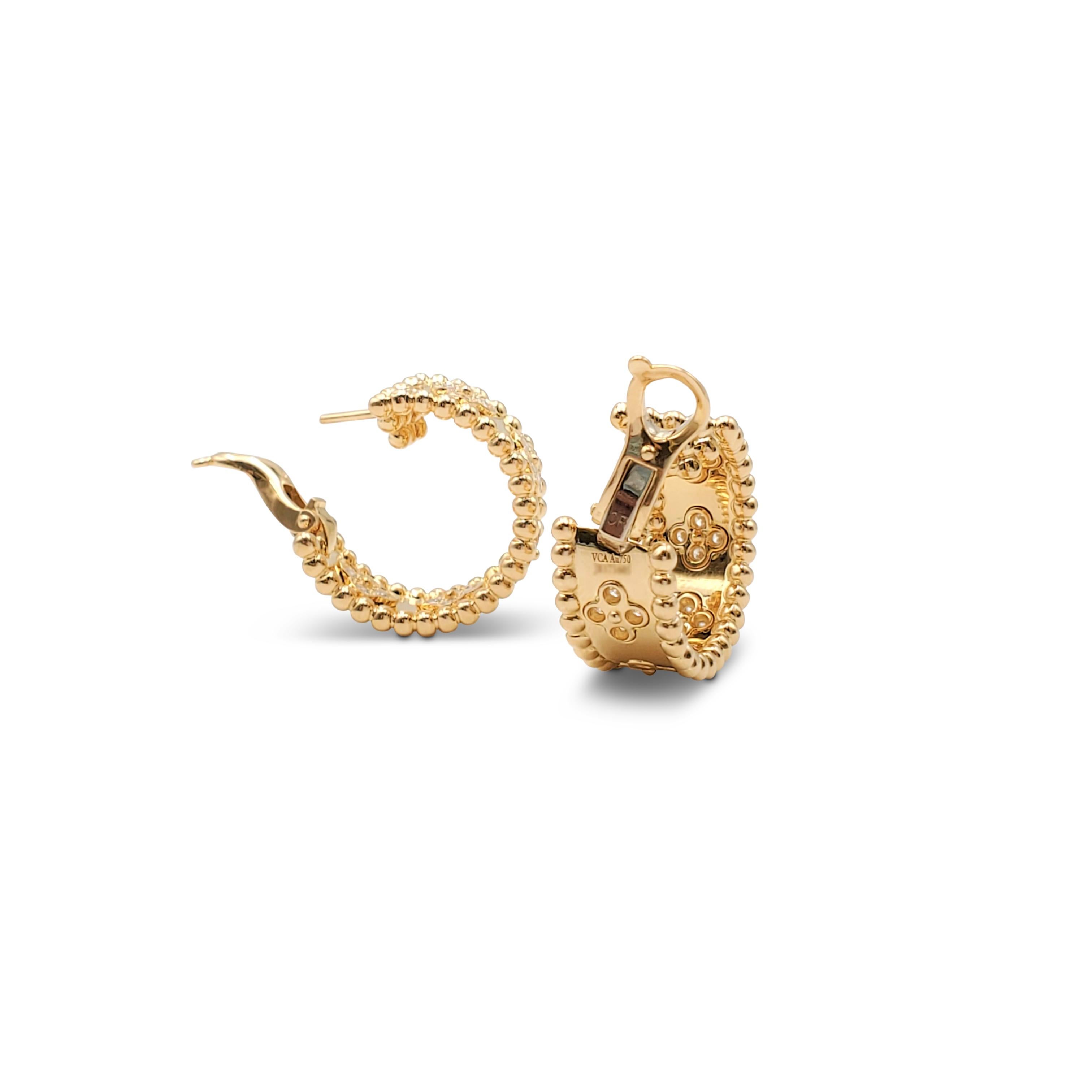 Van Cleef & Arpels Perlée Yellow Gold and Diamond Earrings In Excellent Condition In New York, NY