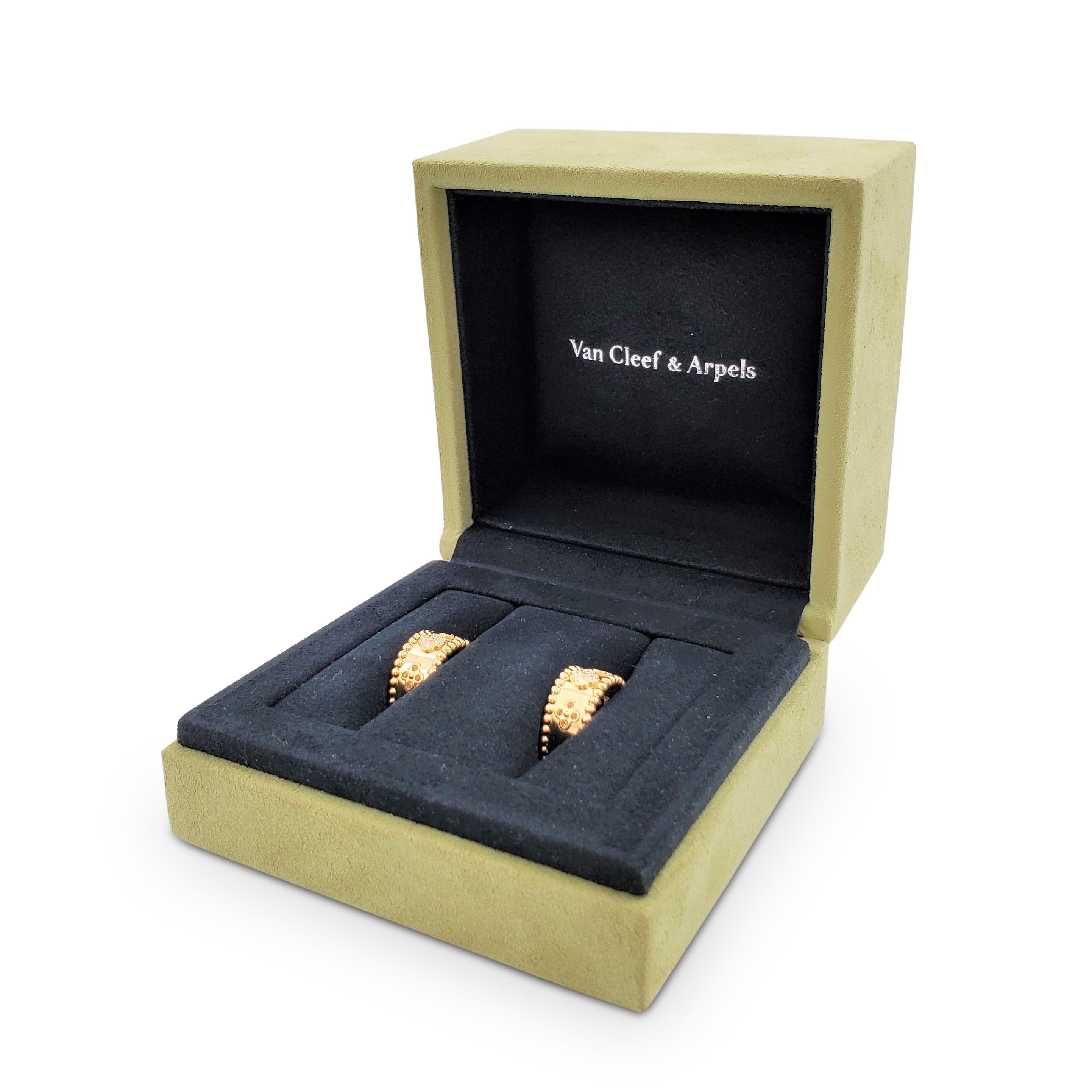 Women's Van Cleef & Arpels Perlée Yellow Gold and Diamond Earrings