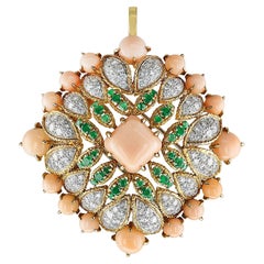 Broche Colgante Van Cleef & Arpels Péry et Fils Coral, Esmeralda y Diamantes