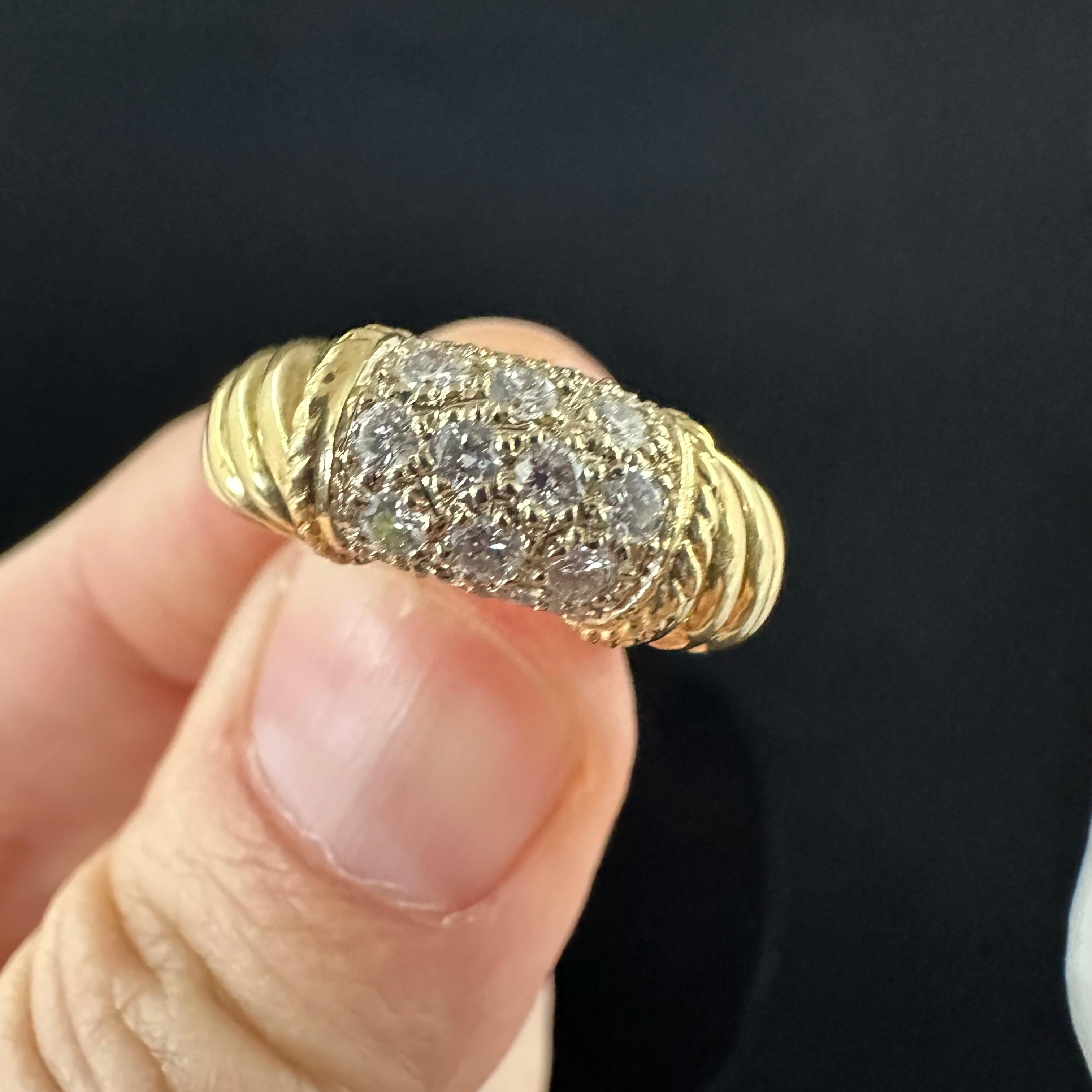 Yellow Gold 18k all Diamond VCA Philippine Ring Size 4 can be resized up a little. Hallmarked VCA numbered and the .50 ct Diamonds. 1968 this version was produced in many variations of hard stone sided although this one has textured gold side