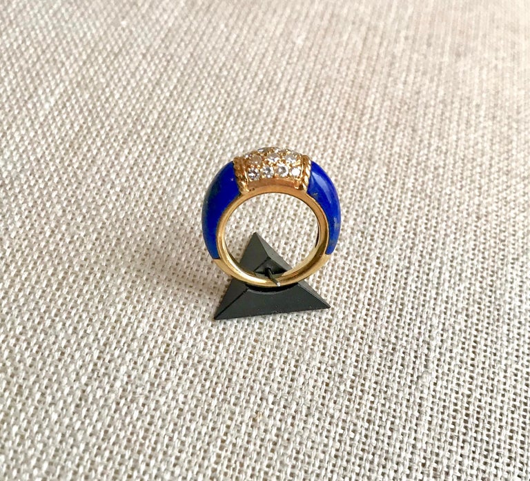 Van Cleef and Arpels Philippine Ring, 18 Carat Gold Diamonds and Lapis