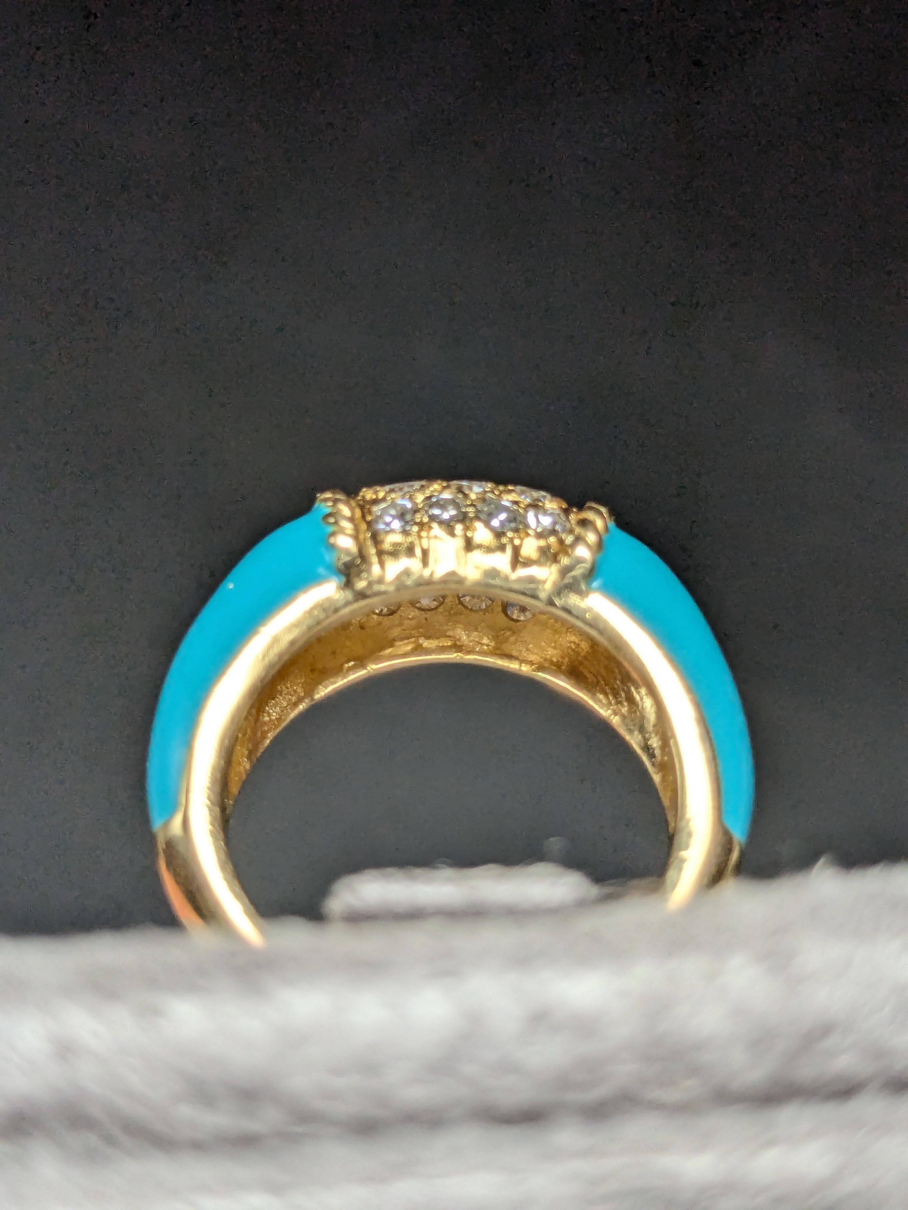 Van Cleef & Arpels Philippinenring, 18 Karat Gold,  Persischer Türkis und Diamanten 1
