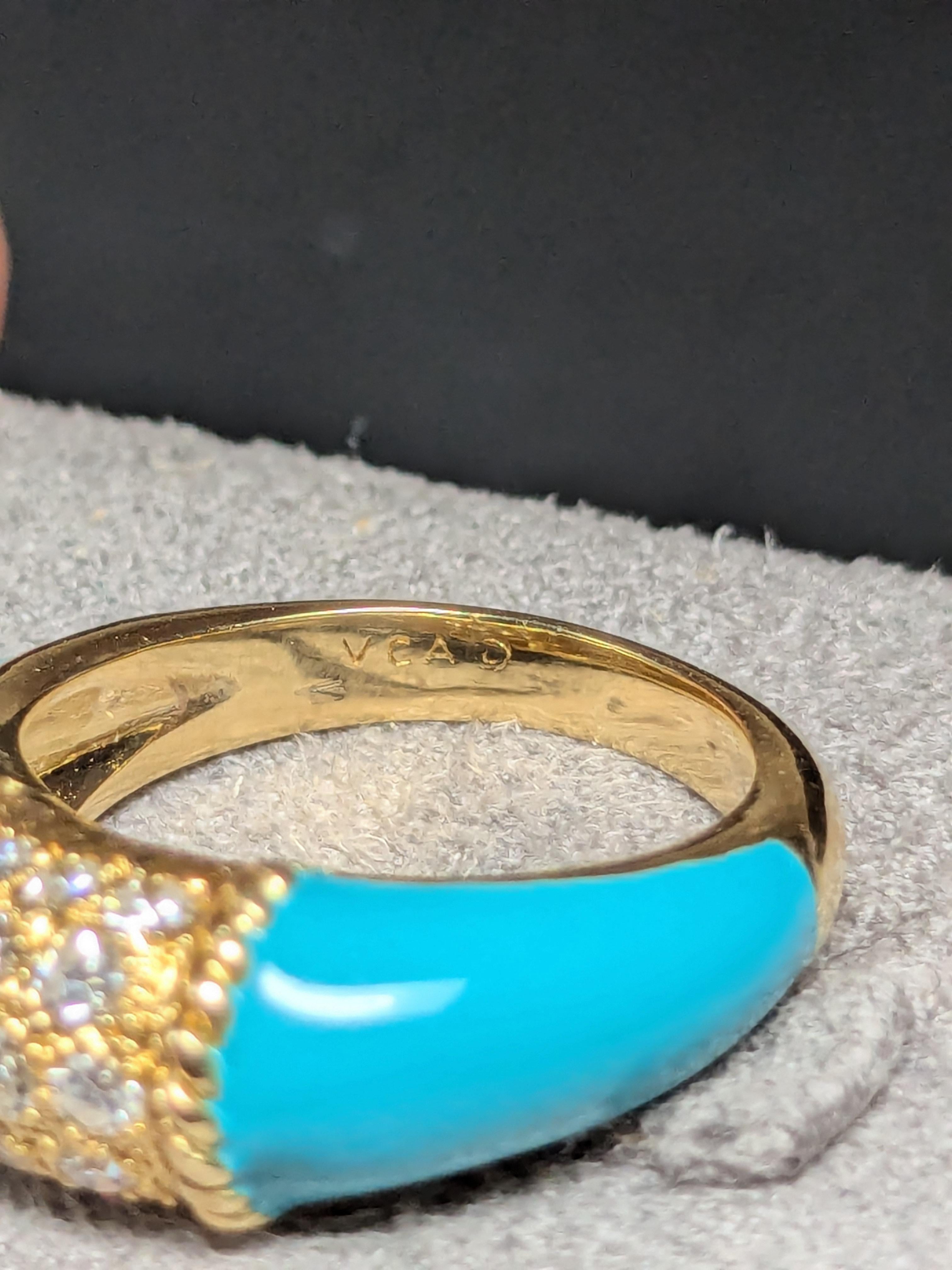 Van Cleef & Arpels Philippinenring, 18 Karat Gold,  Persischer Türkis und Diamanten 2