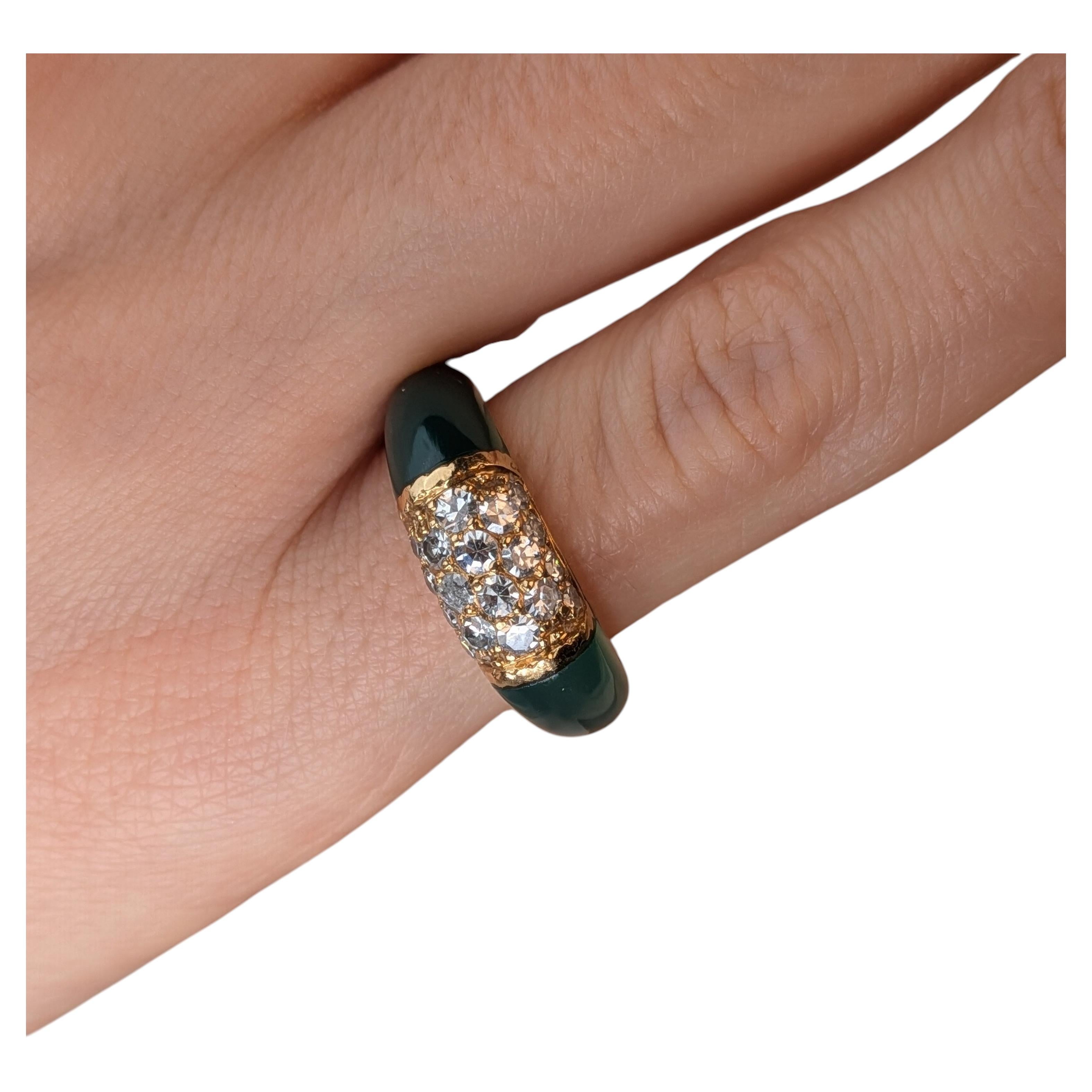 Anello Van Cleef & Arpels delle Filippine con crisoprasa e diamanti, oro 18 carati, vintage