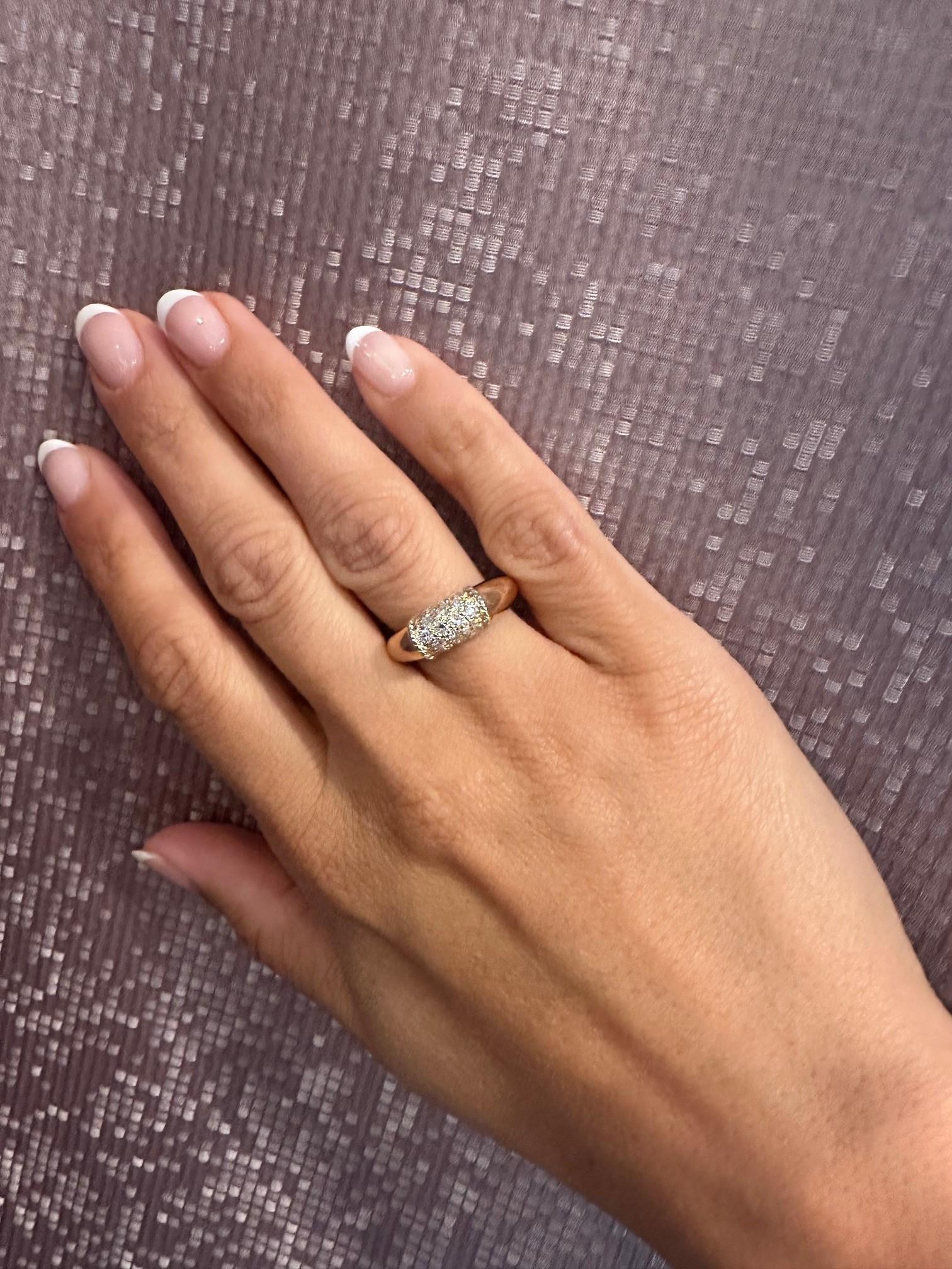 Round Cut Van Cleef & Arpels - 'PHILIPPINE' Rose and White Gold Ring with Diamonds For Sale