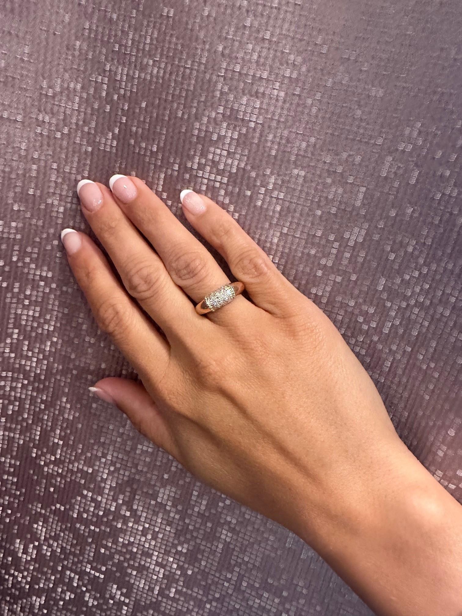 Van Cleef & Arpels - 'PHILIPPINE' Rose and White Gold Ring with Diamonds In Excellent Condition For Sale In New York, NY
