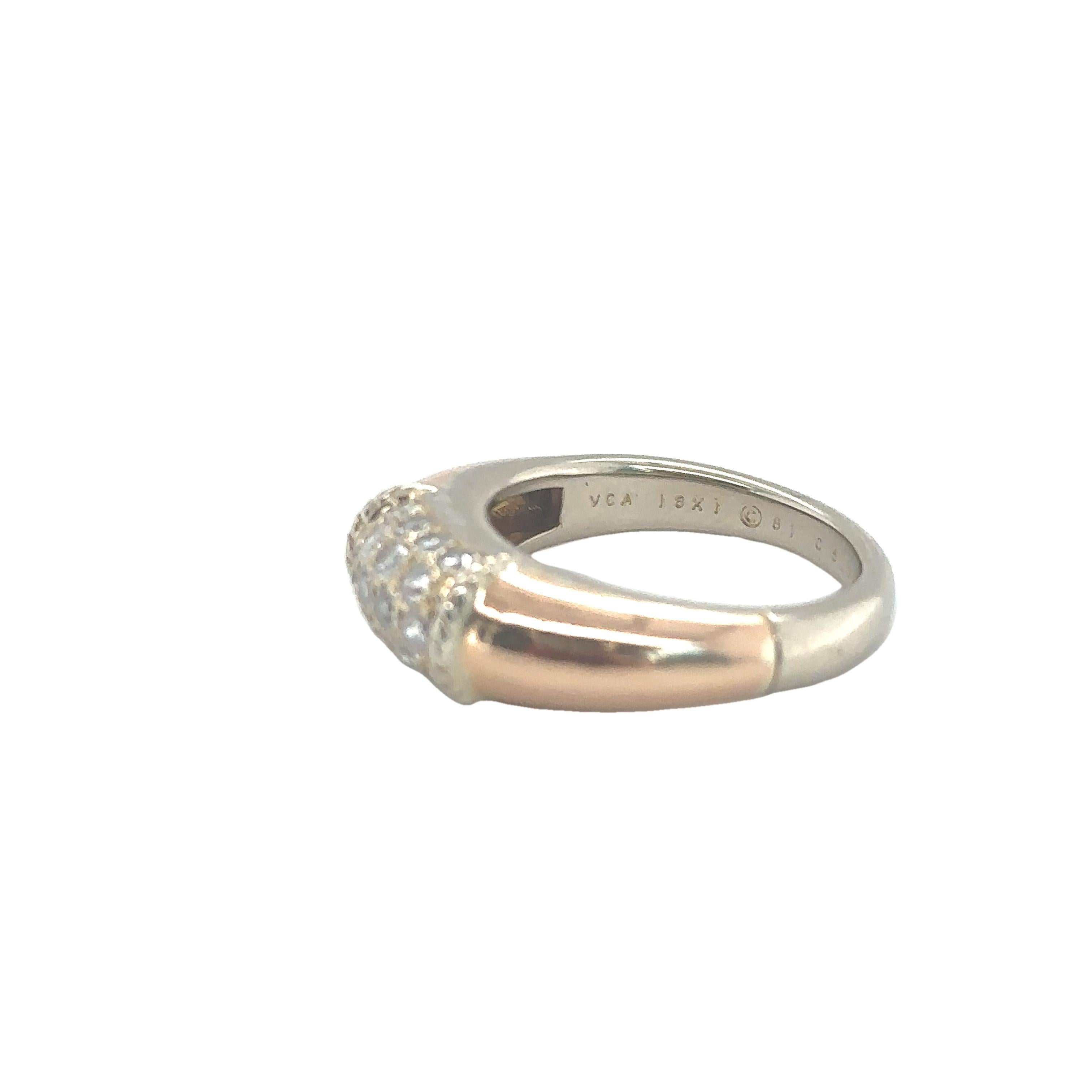 Van Cleef & Arpels - 'PHILIPPINE' Rose and White Gold Ring with Diamonds For Sale 1