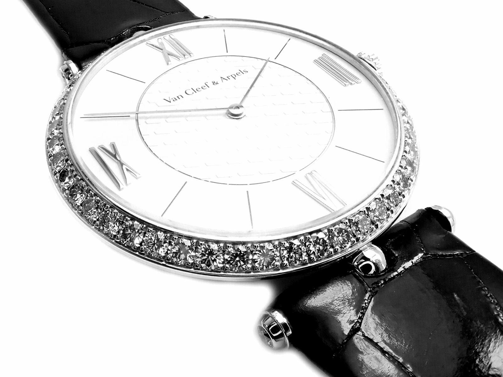 Van Cleef & Arpels Pierre Arpels Diamant-Armbanduhr aus Weißgold (Rundschliff) im Angebot