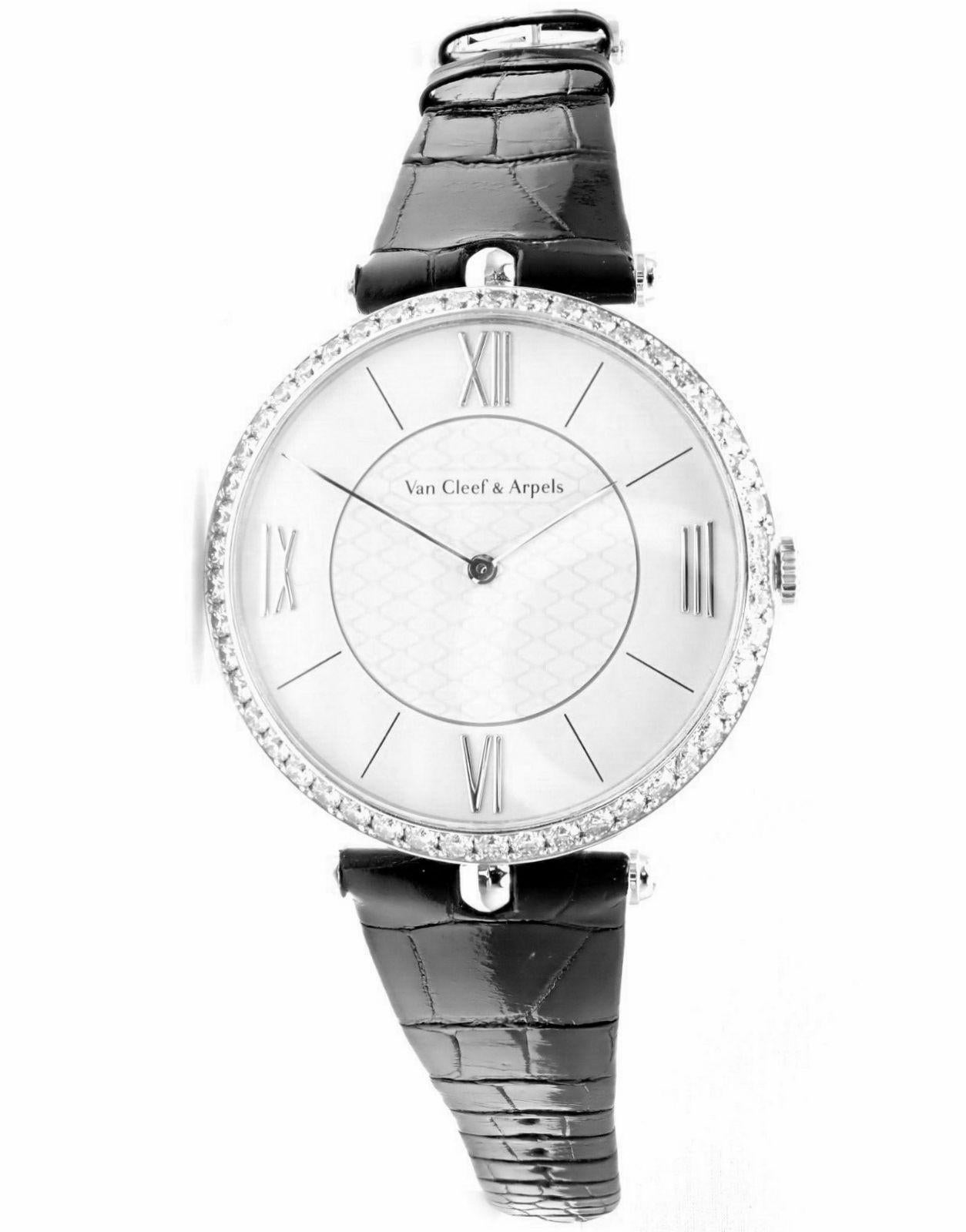 Van Cleef & Arpels Pierre Arpels Diamant-Armbanduhr aus Weißgold im Zustand „Hervorragend“ im Angebot in Holland, PA