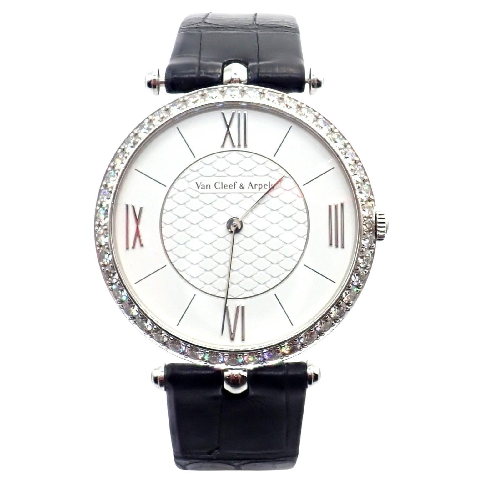 Van Cleef 
Arpels Pierre Arpels Diamond White Gold Wristwatch For Sale