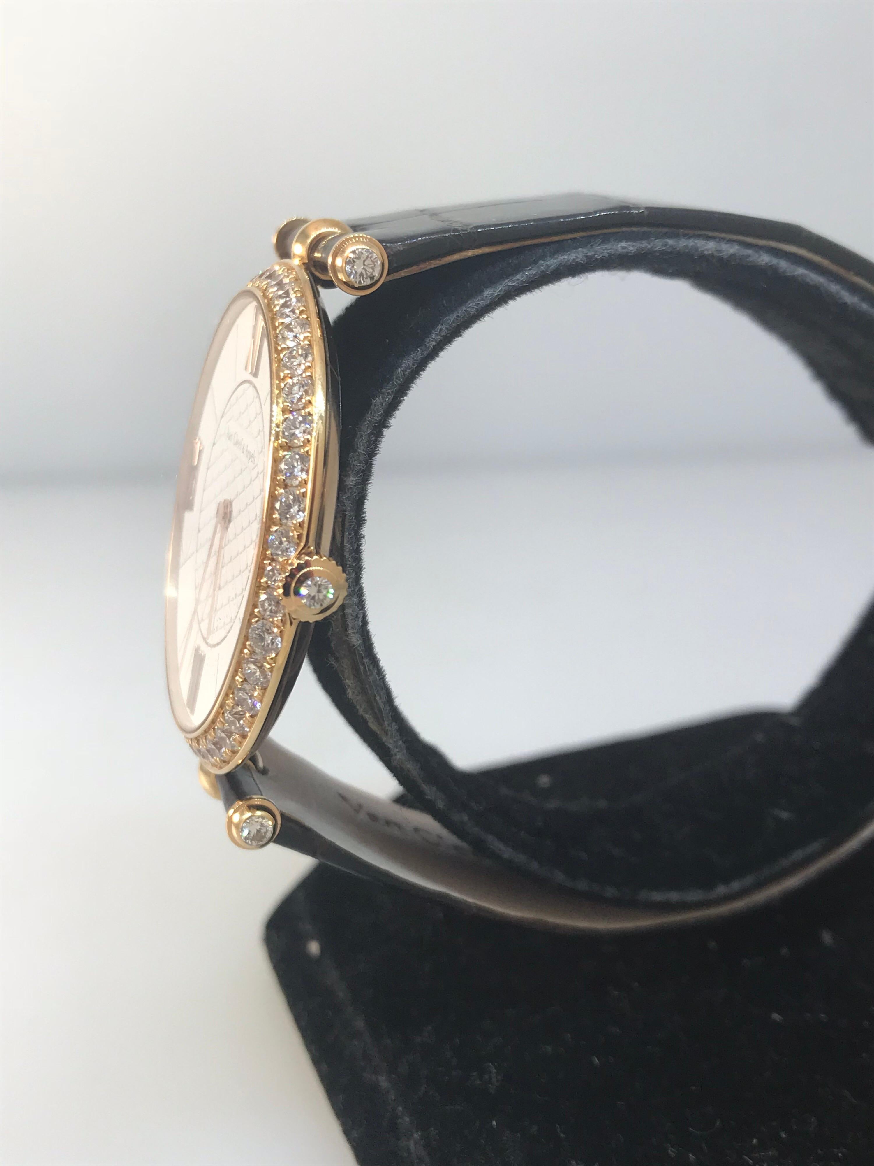 Van Cleef & Arpels Pierre Arpels Rose Gold Diamond Bezel Watch VCARO3GL00 For Sale 1