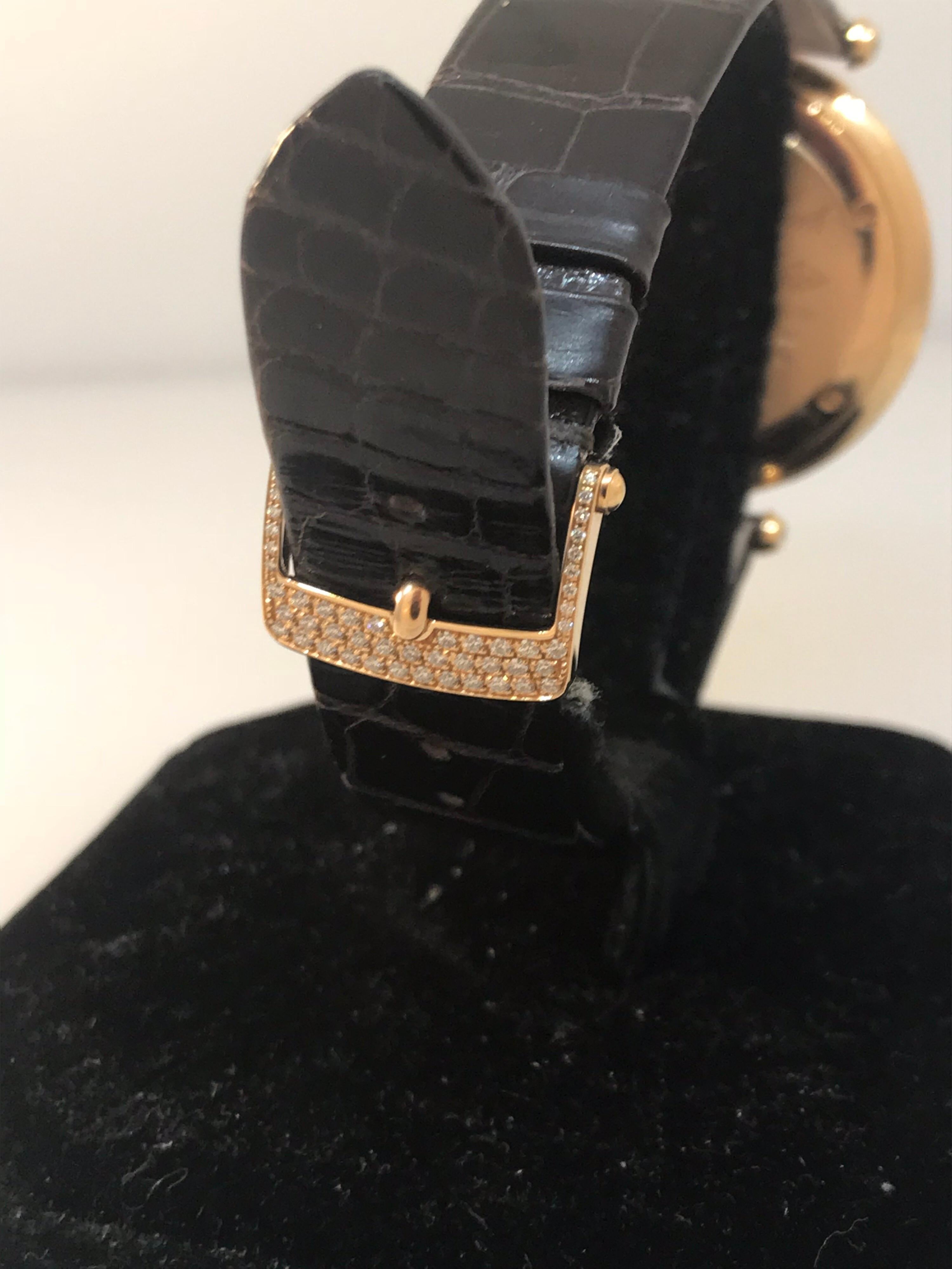 Van Cleef & Arpels Pierre Arpels Rose Gold Diamond Bezel Watch VCARO3GL00 For Sale 3