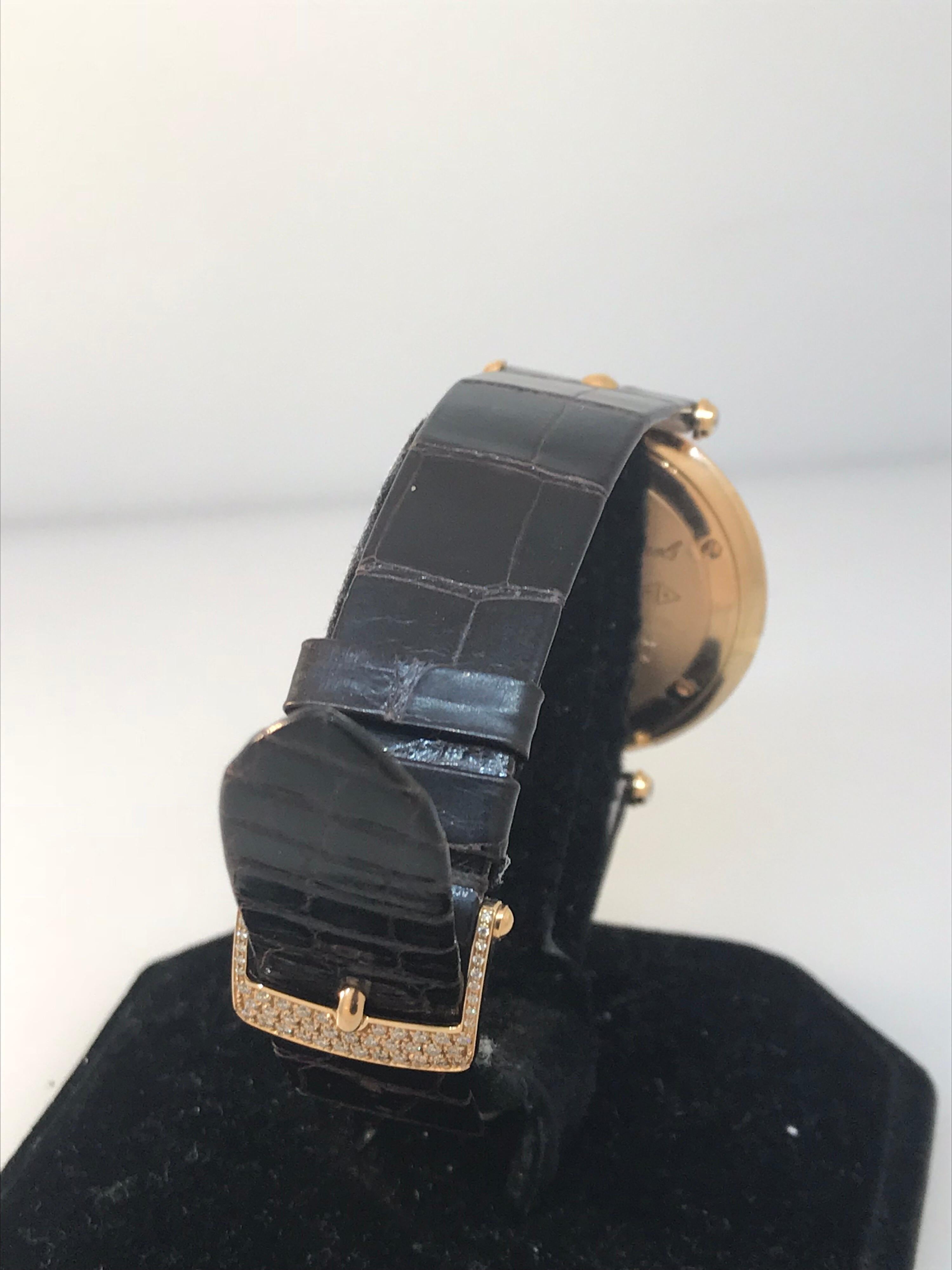 Van Cleef & Arpels Pierre Arpels Rose Gold Diamond Bezel Watch VCARO3GL00 For Sale 4