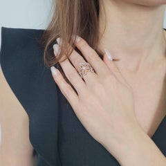 Van Cleef & Arpels Pink and White Diamond Floral-Motif Ring