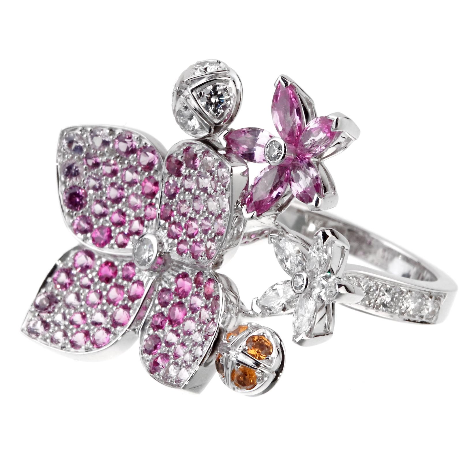 Women's Van Cleef & Arpels Pink Sapphire Diamond Floral Motif Ring