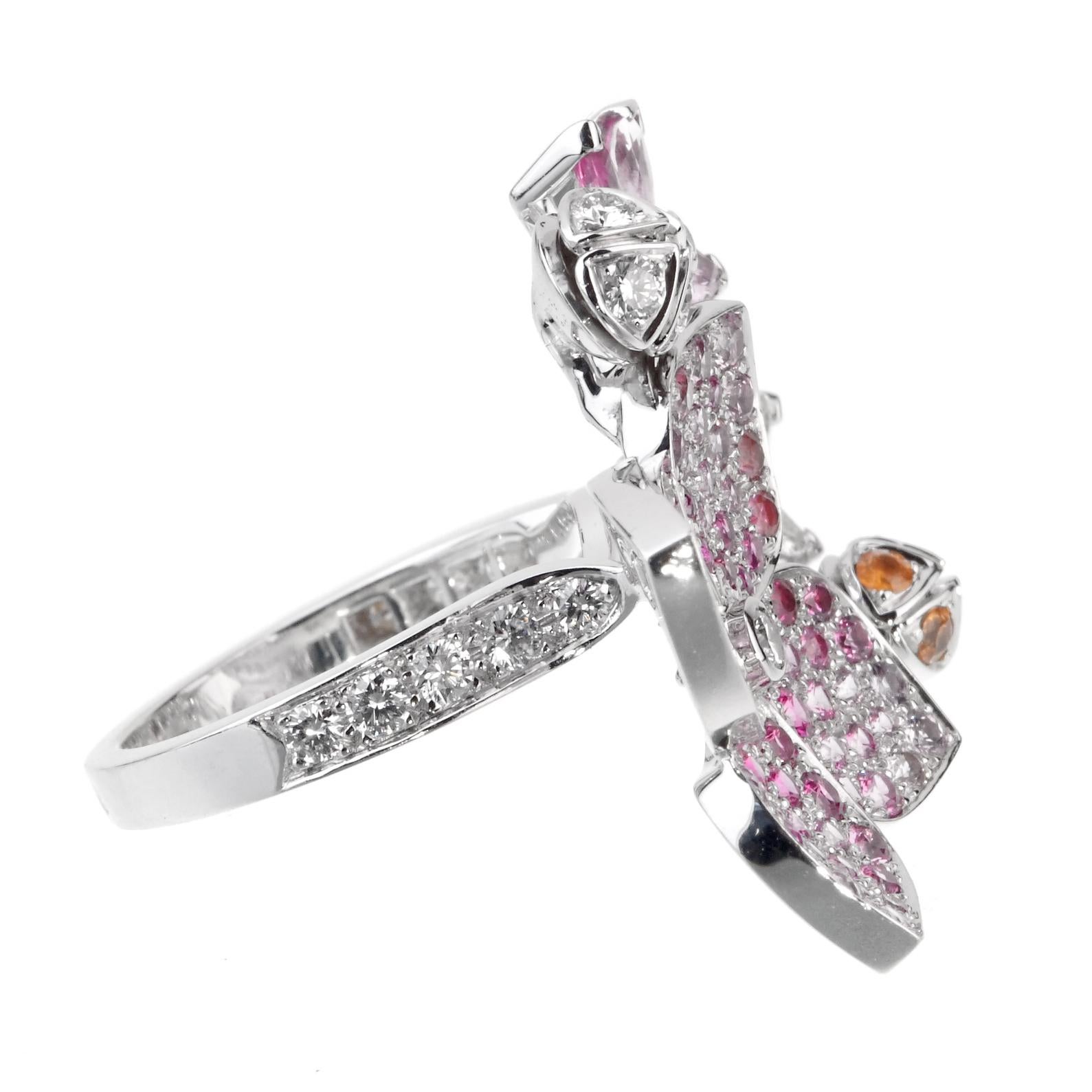 Van Cleef & Arpels Pink Sapphire Diamond Floral Motif Ring 1