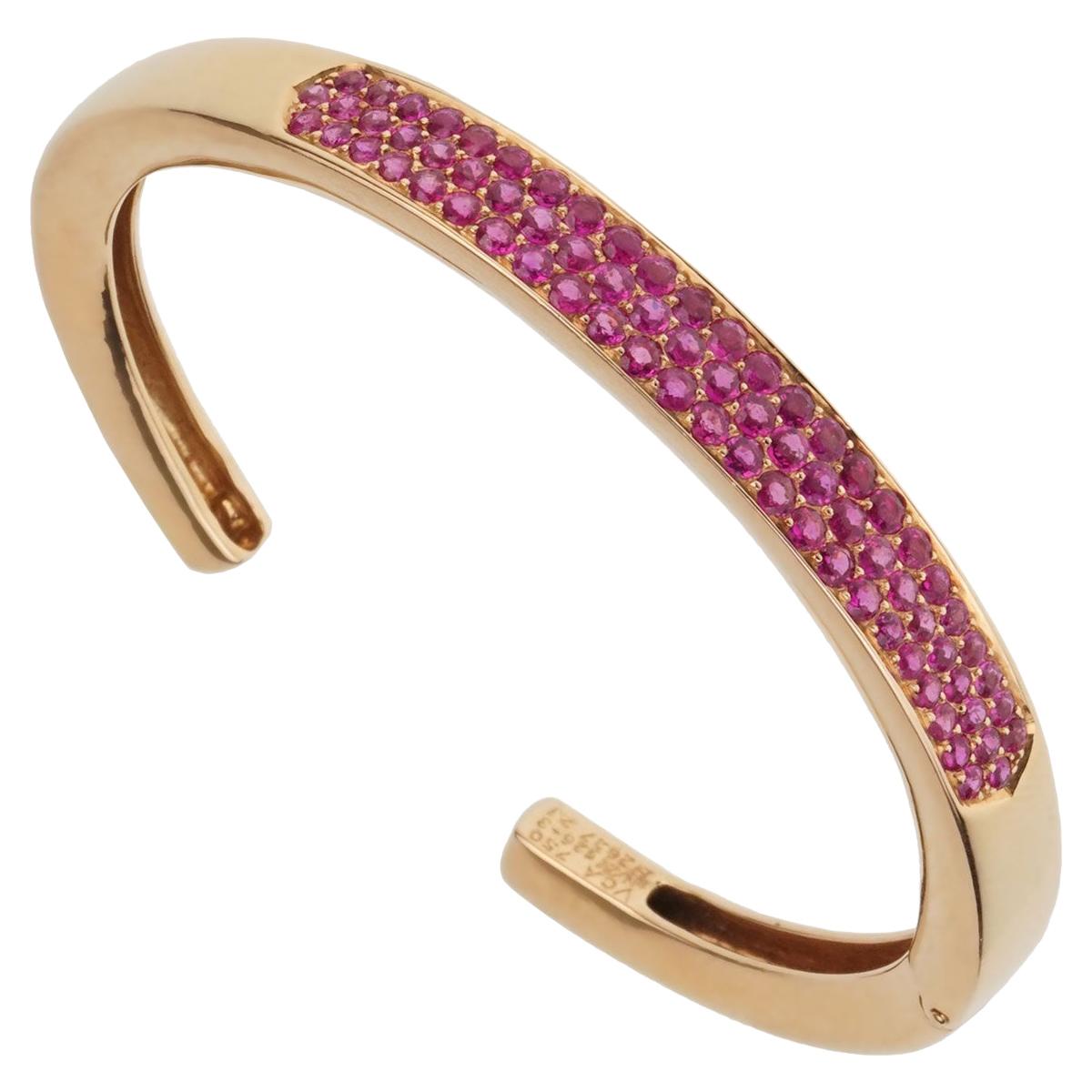 Van Cleef & Arpels Bracelet jonc en or rose et saphirs roses en vente