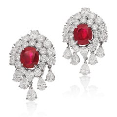 VAN CLEEF & ARPELS Platinum & 18K Gold, Ruby and Diamond Ear Clips