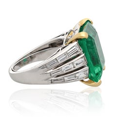 VAN CLEEF & ARPELS Platinum & 18K Yellow Gold Colombian Emerald and Diamond Ring