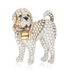 VAN CLEEF & ARPELS Spilla per cani in platino e oro giallo 18 carati, diamanti, rubini e onice