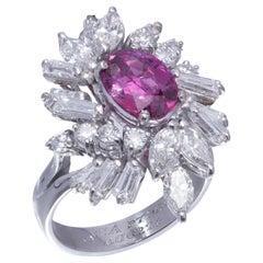 Van Cleef & Arpels Platinum 2.50 ct. Pink Sapphire and Diamond Cluster Ring