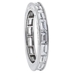 Van Cleef & Arpels Platinum 3 Carat Baguette Cut Channel Set Eternity Band