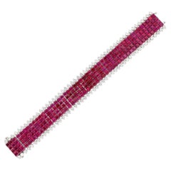 VAN CLEEF & ARPELS Platinum, 4-Row Mystery-Set Ruby and Diamond Bracelet
