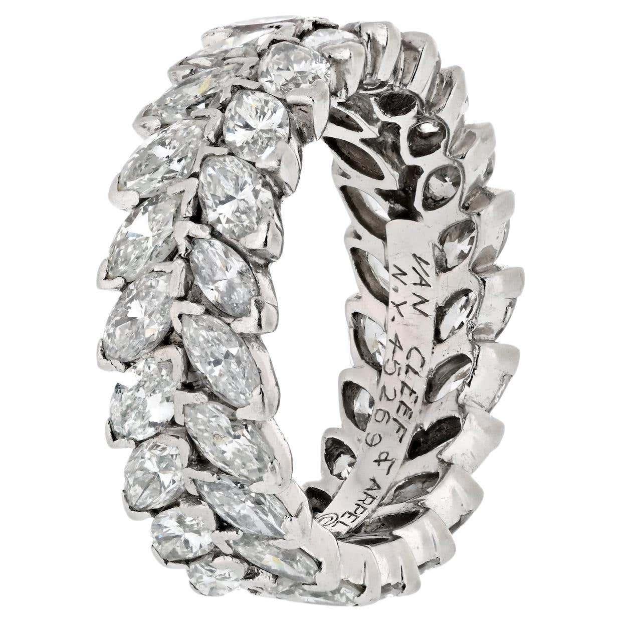 Van Cleef and Arpels Platinum 6.00cttw Double Row Marquise Cut Diamond ...