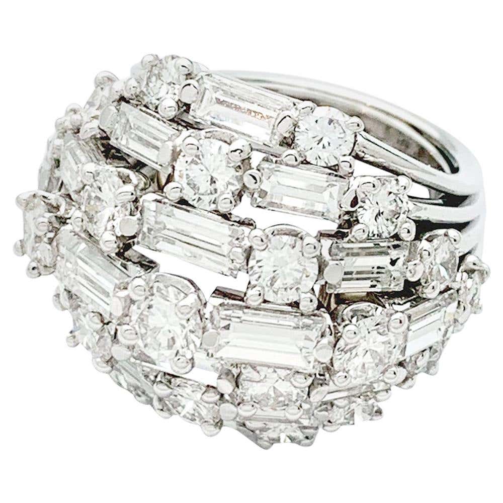 Van Cleef and Arpels Platinum and Diamonds Dome Ring at 1stDibs