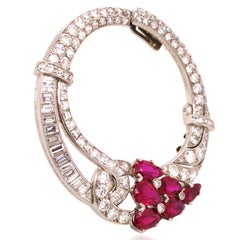 Van Cleef & Arpels, Platinum Burma no-heat Ruby Diamond Brooch, AGL