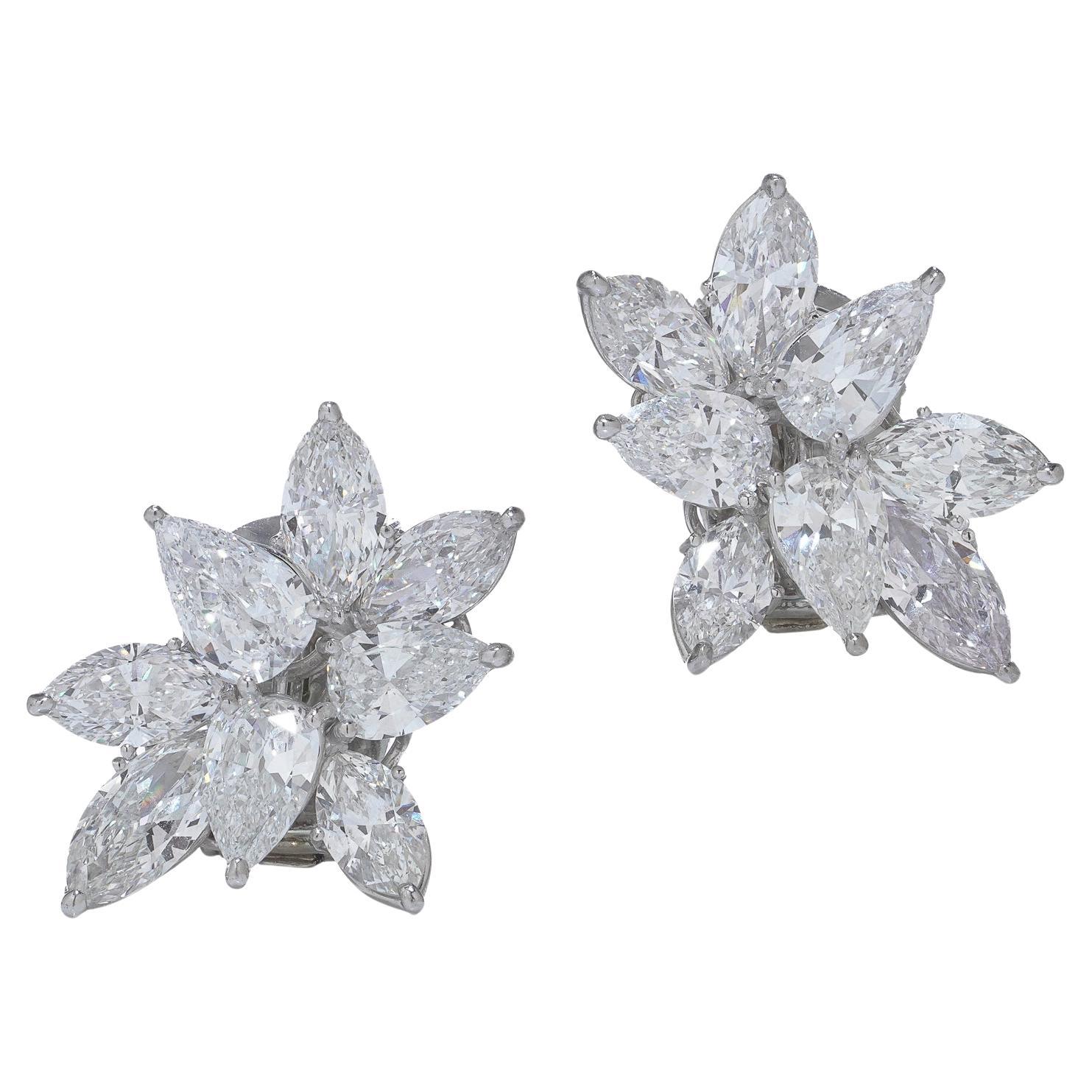 Orecchini a clip con diamanti in platino Van Cleef & Arpels, New York, 12-14 carati