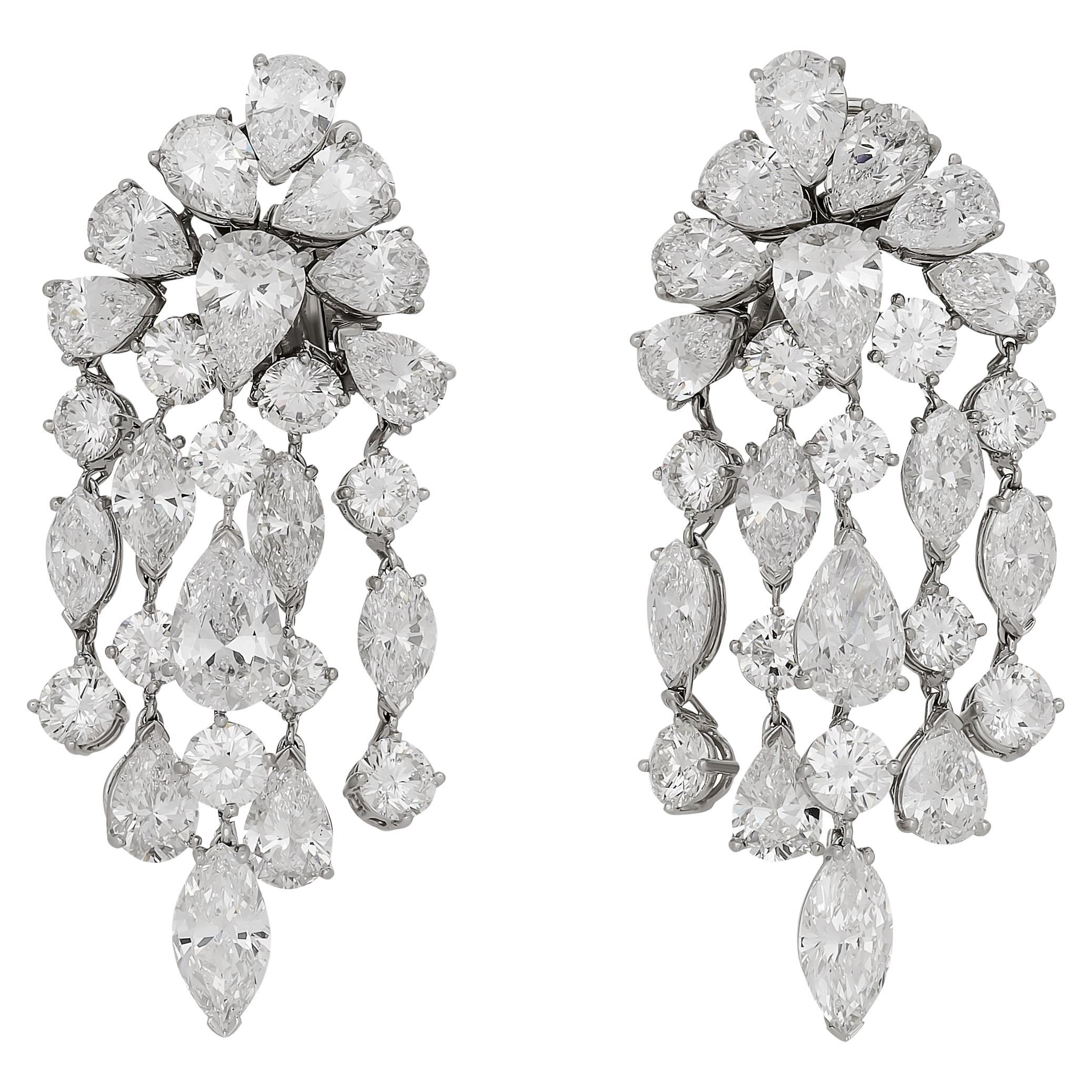 Van Cleef & Arpels Platin Diamant Cluster Chandaliere Ohrringe