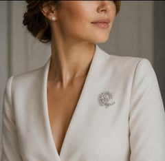 Van Cleef & Arpels Platinum Diamond Floral Brooch, France, Vintage Circa 1970