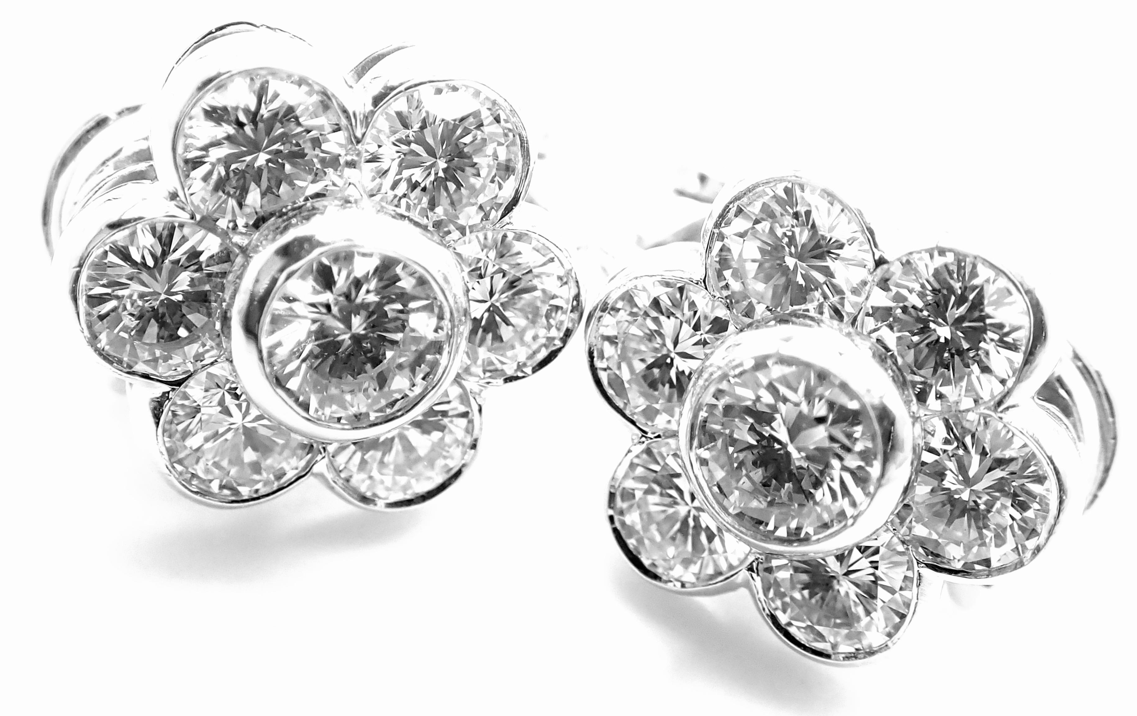 Van Cleef & Arpels Platinum Diamond Flower Earrings 6